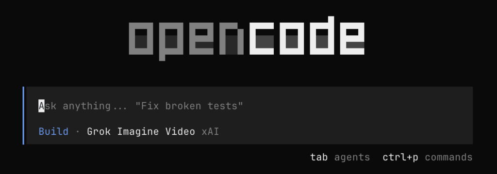OpenCode start screen