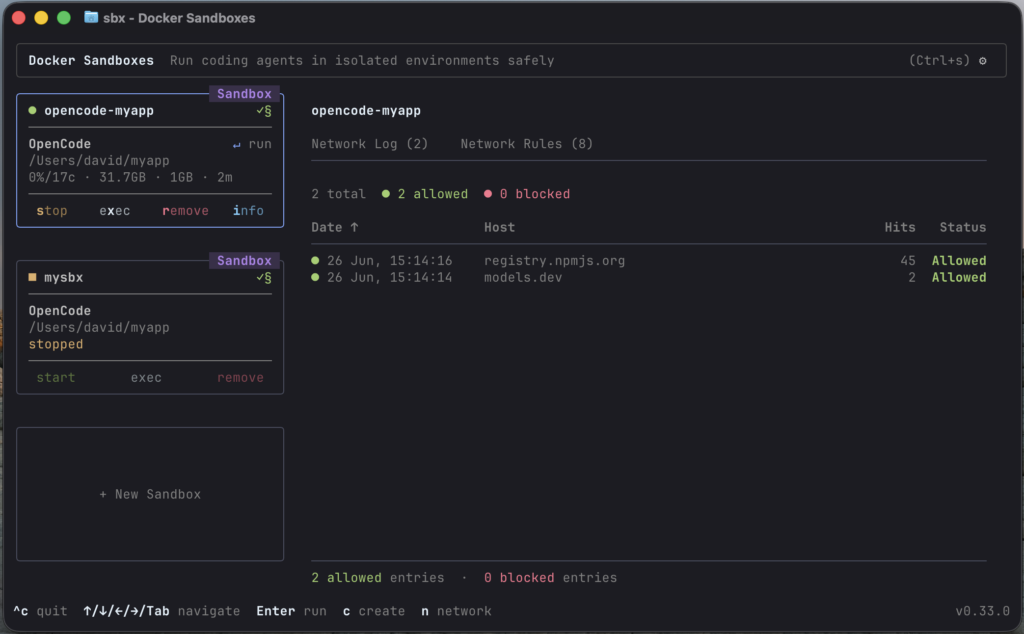 Docker Sandbox TUI